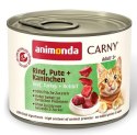 Animonda Carny Adult Wołowina, Indyk + Królik puszka 200g