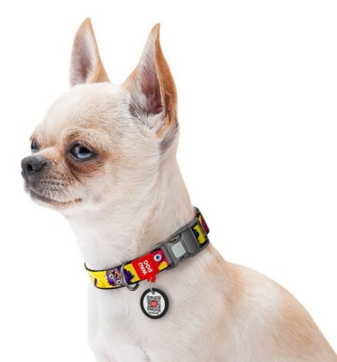 Collar WauDog Nylon Obroża nylonowa z QR-paszportem, plastikowy fastex, wzór FUTRZANE POTWORY, XXL 35mm/46-70cm