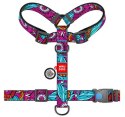 Collar WauDog Nylon Szelki nylonowe anatomiczne w kształcie litery H, z QR-paszportem, plastikowy fastex, wzór LATO, rozmiar XL 