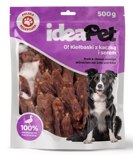 IdeaPet Kiełbaski z kaczką i serem 500g