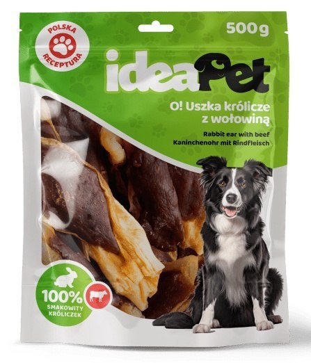 IdeaPet Uszka królicze z wołowiną 500g