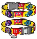 Collar WauDog Nylon Obroża nylonowa z QR-paszportem, plastikowy fastex, wzór FUTRZANE POTWORY, S 15mm/25-35cm