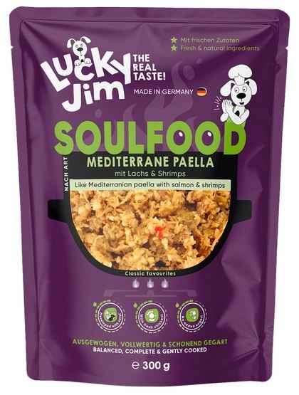 Lucky Jim SoulFood Paella z kurczakiem, łososiem i krewetkami saszetka 300g