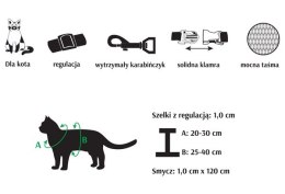 Dingo Komplet dla kota - Smycz i szelki Leopard