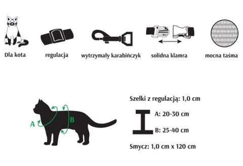 Dingo Komplet dla kota - Smycz i szelki Yellow Bahama