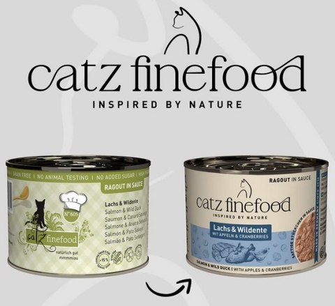 Catz Finefood Ragout in Sauce Łosoś i Dzika Kaczka (N.605) puszka 190g