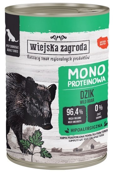 Wiejska Zagroda Monoproteinowa Dzik puszka 400g