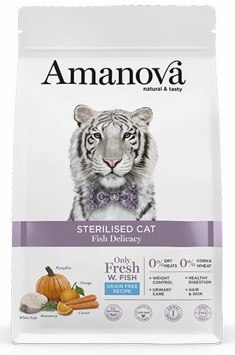 Amanova Cat Sterilised Fish Delicacy - biała ryba 300g [termin ważności: 17.09.2026]