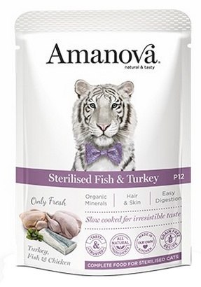 Amanova Cat Sterilised Fish & Turkey - biała ryba i indyk saszetka 85g [P12]